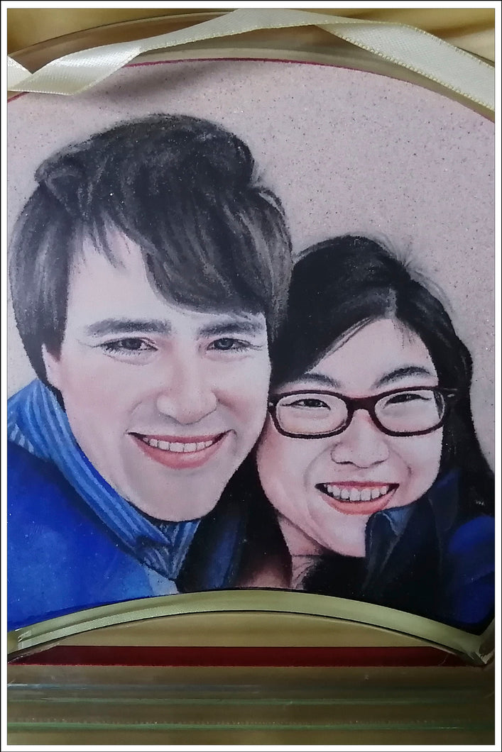 Custom Your Photos into Sand Portrait (Two Faces (Medium Size)) | SAND ART